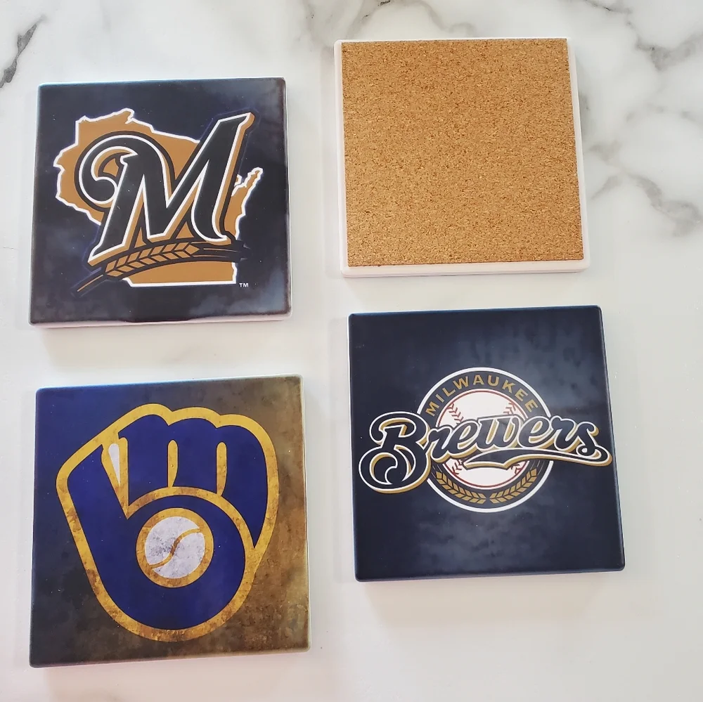 Milwaukee Brewers 4 Pack Sandstone Coasters